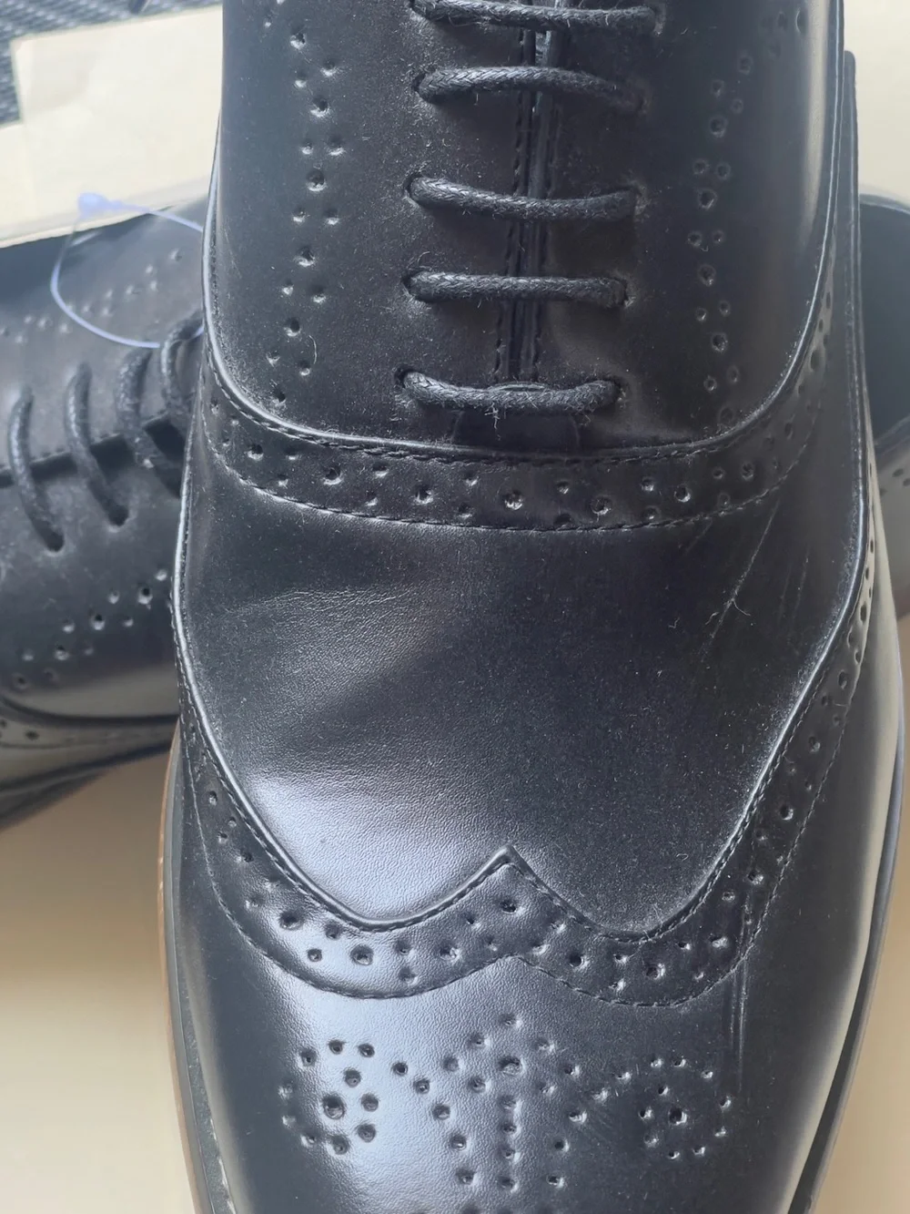 Gino Vitale Black Leather Wingtip Derby Shoes